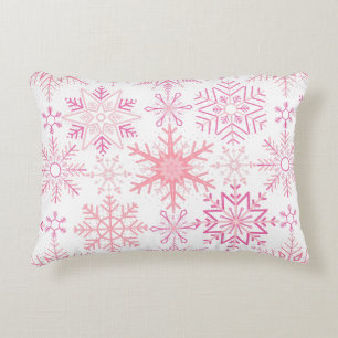 Snowflake pattern Pink Accent Pillow