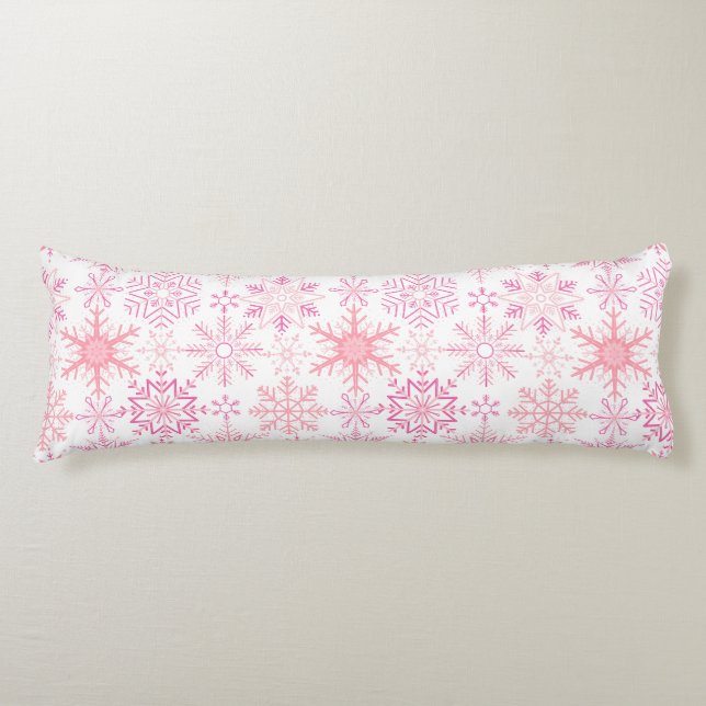 Snowflake pattern Pink Body Pillow (Front)