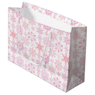 Snowflake pattern Pink Large Gift Bag