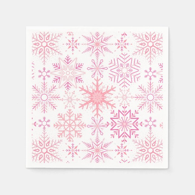 Snowflake pattern Pink Napkin (Front)
