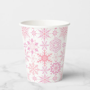 Snowflake pattern Pink Paper Cups