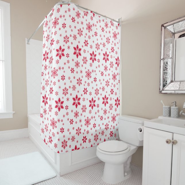 Snowflake Pattern, Red Snowflakes, Snow, White (In Situ)