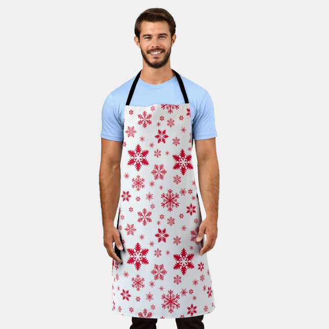 Snowflake Pattern, Red Snowflakes, Snow, White Apron (Worn)