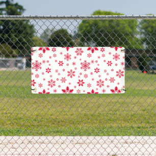 Snowflake Pattern, Red Snowflakes, Snow, White Banner