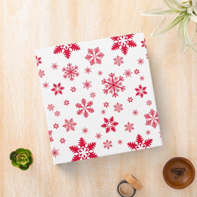 Snowflake Pattern, Red Snowflakes, Snow, White Binder (In Situ)