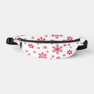 Snowflake Pattern, Red Snowflakes, Snow, White Fanny Pack