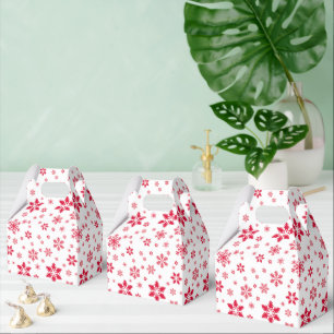 Snowflake Pattern, Red Snowflakes, Snow, White Favor Box