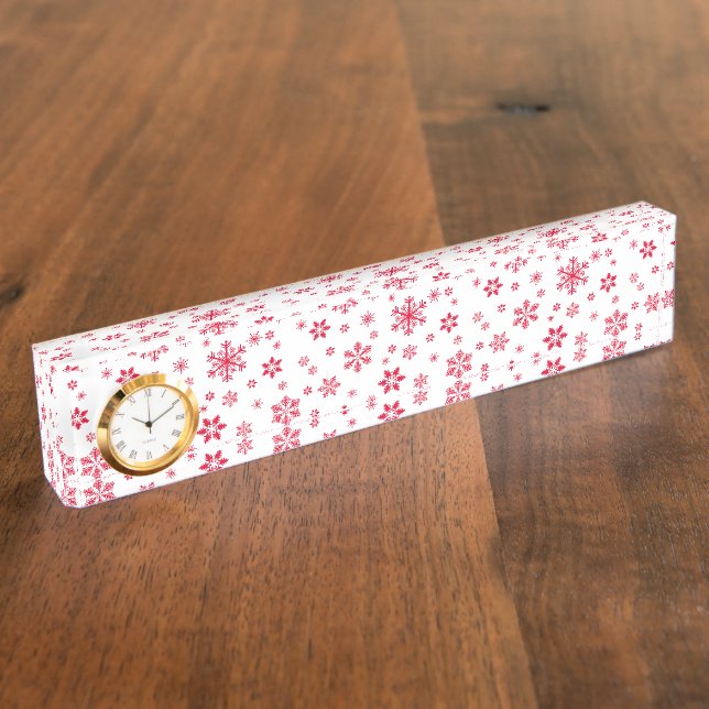 Snowflake Pattern, Red Snowflakes, Snow, White Nameplate (Side)