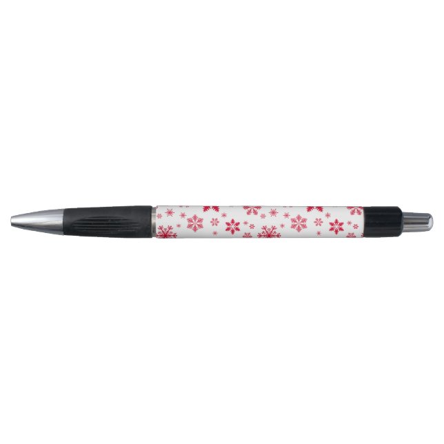 Snowflake Pattern, Red Snowflakes, Snow, White Pen (Front)