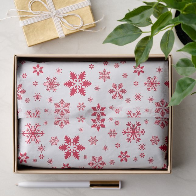 Snowflake Pattern, Red Snowflakes, Snow, White Tissue Paper (Gift)