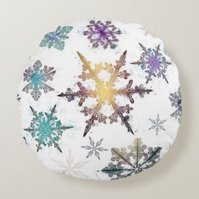 Snowflake pattern	 round pillow (Front)