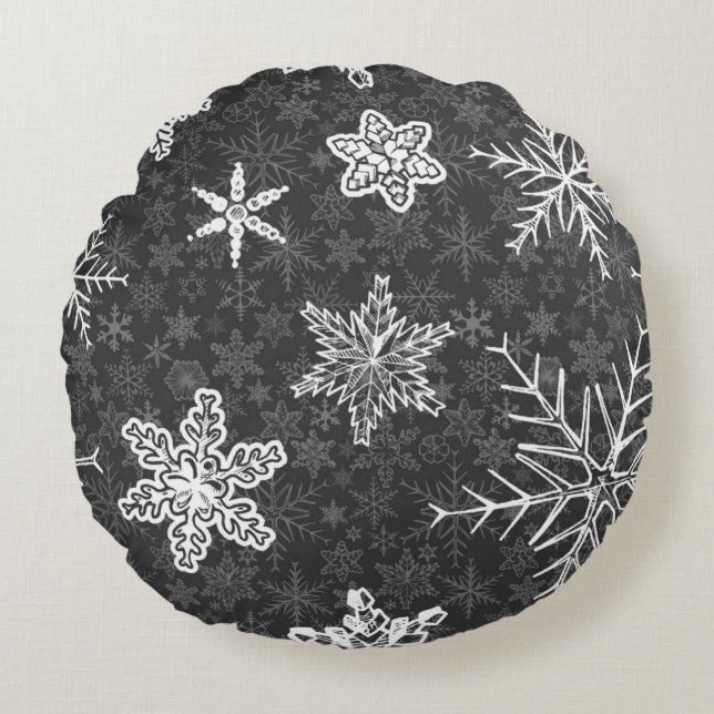Snowflake pattern	 round pillow (Front)