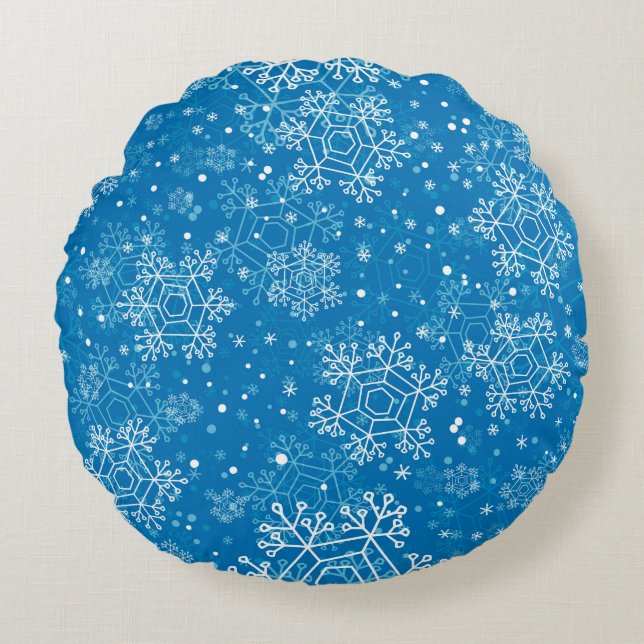 Snowflake pattern round pillow (Front)
