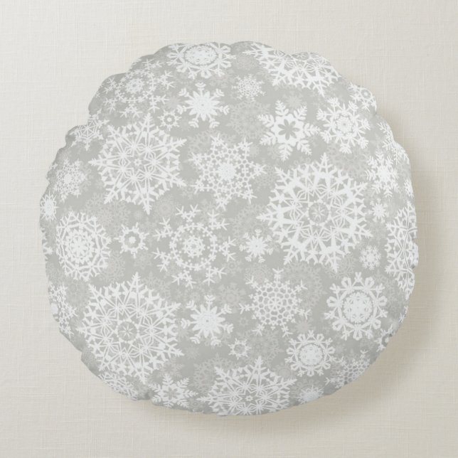 Snowflake pattern	 round pillow (Front)