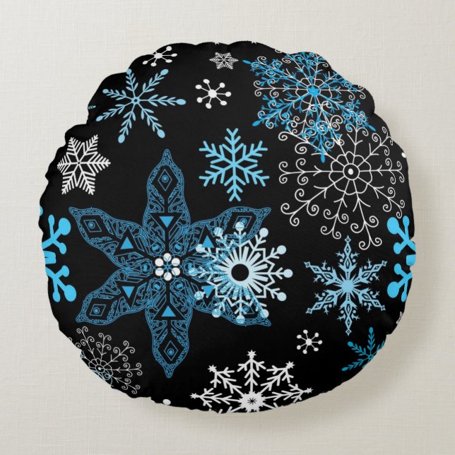 Snowflake pattern	 round pillow (Front)