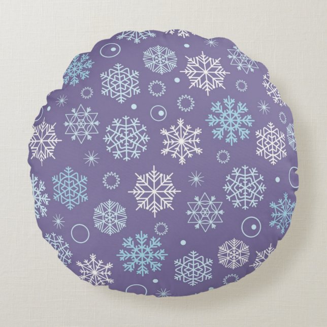 Snowflake pattern round pillow (Front)