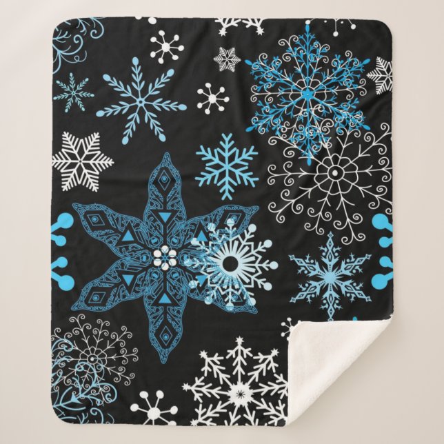 Snowflake pattern	 sherpa blanket (Front)