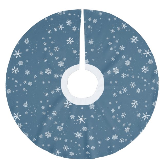 Snowflake Pattern Snow Winter Christmas Holiday Brushed Polyester Tree Skirt (Front)