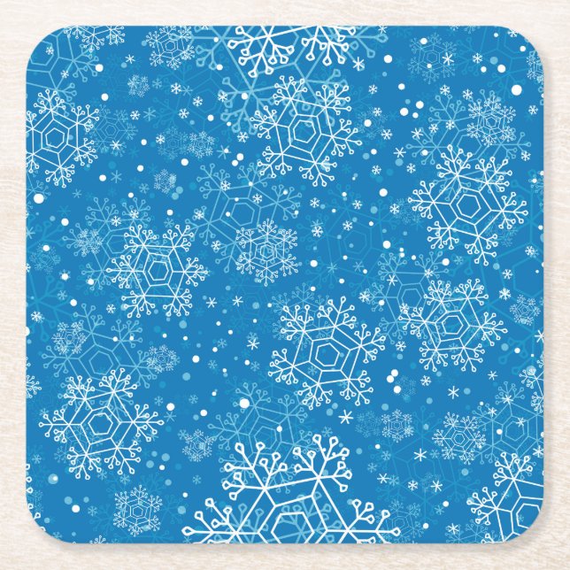 Snowflake pattern square paper coaster (Front)