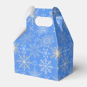 Snowflake pattern White. Light Blue BG Favor Box