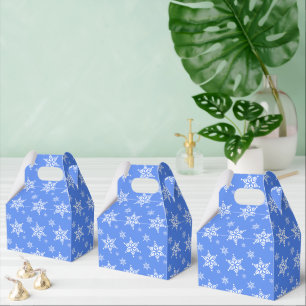 Snowflake Pattern, White Snowflakes, Snow, Blue Favor Box