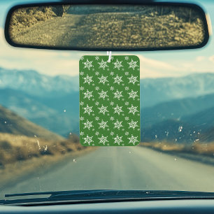 Snowflake Pattern, White Snowflakes, Snow, Green Air Freshener