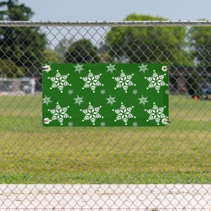 Snowflake Pattern, White Snowflakes, Snow, Green Banner