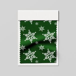 Snowflake Pattern, White Snowflakes, Snow, Green Fabric