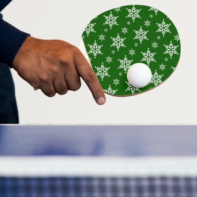 Snowflake Pattern, White Snowflakes, Snow, Green Ping Pong Paddle (Insitu)