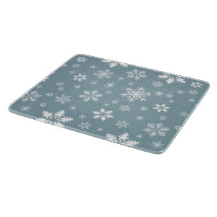 Snowflake Pattern, White Snowflakes, Snow, Grey Cutting Board