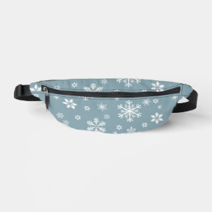 Snowflake Pattern, White Snowflakes, Snow, Grey Fanny Pack
