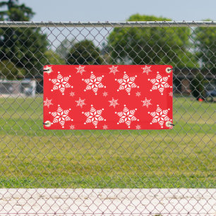 Snowflake Pattern, White Snowflakes, Snow, Red Banner