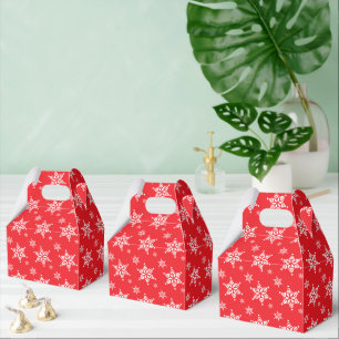 Snowflake Pattern, White Snowflakes, Snow, Red Favor Box
