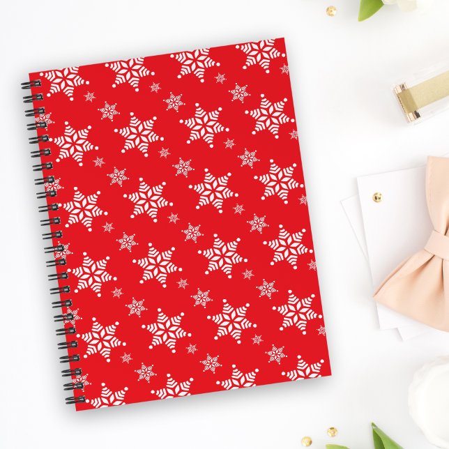 Snowflake Pattern, White Snowflakes, Snow, Red Notebook (Creator Uploaded)