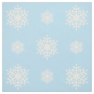 Snowflake Patterned Light Blue Fabric