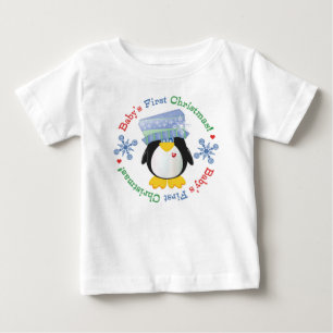 Snowflake Penguin Baby's First Christmas Baby T-Shirt