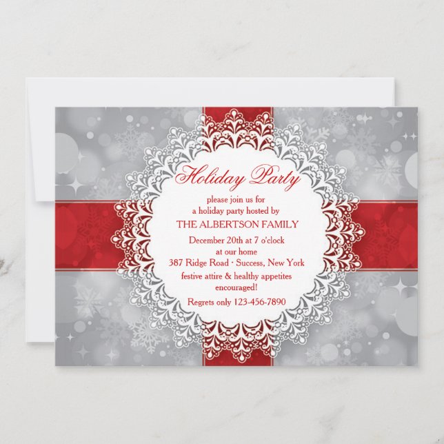 Snowflake Perfection Holiday Party Invitation (Front)