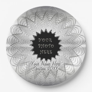 Snowflake (Personalized Photo Plate) Paper Plate