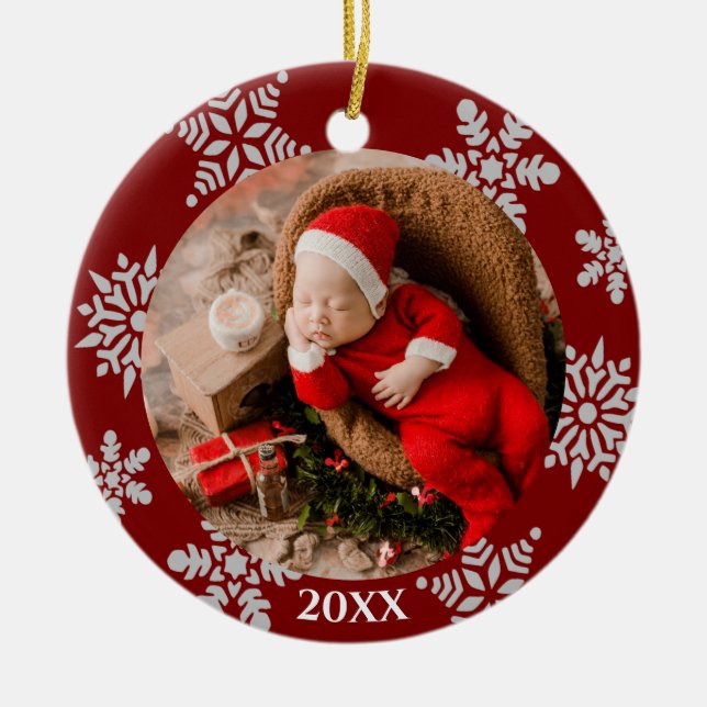 Snowflake Photo Christmas Ornament   (Front)
