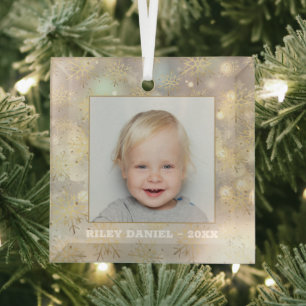 Snowflake Photo Glass Ornament