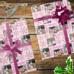 Snowflake Pink Glam 3 Photo Collage Christmas Wrapping Paper<br><div class="desc">Create your own custom Christmas wrapping paper featuring up to three of your favourite photos incorporated into this whimsical light pink and faux glitter pink snowflakes design. Personalized Christmas gift wrap is sure to delight friends and family alike with the surprise of family pictures on the light pale blush pink...</div>