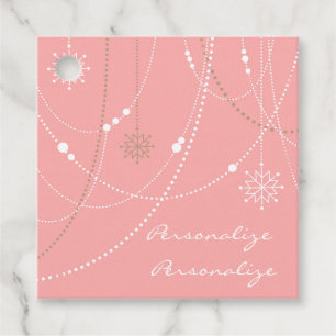 Snowflake pink mid century elegant winter cute favour tags