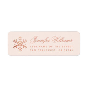 Snowflake Pink & Rose Gold Elegant Script Holidays