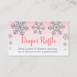 Snowflake Pink & Silver Diaper Raffle Tickets