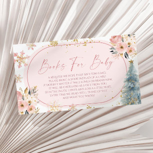 Snowflake Pink Winter Baby Shower Books For Baby Enclosure Card