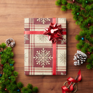  Snowflake Plaid Christmas Wrapping Paper