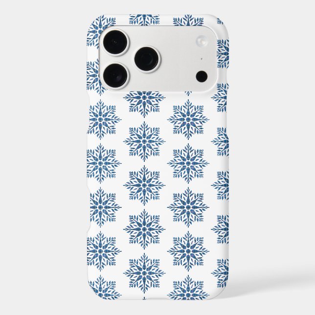 Snowflake Plaid Pattern Blue Holiday iPhone Case (Back)