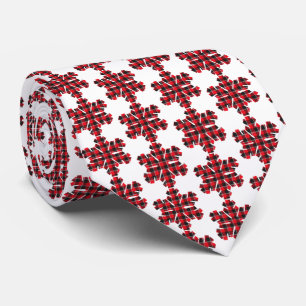 Snowflake Plaid Red Black Buffalo Neck Tie