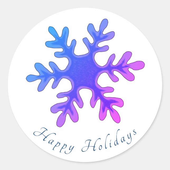Snowflake Purple Christmas Holiday Classic Round Sticker (Front)