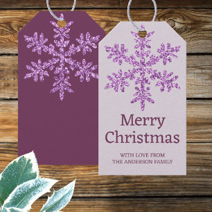 Snowflake Purple Glam Beautiful Colorful Christmas Gift Tags